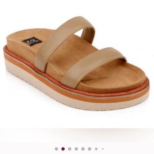 ZAC ZAC Posen Shannon coffee leather slide slip-on straps platform sandal 8M